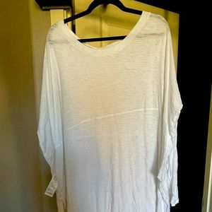 Free People Oversized White Long-Sleeve Shirt